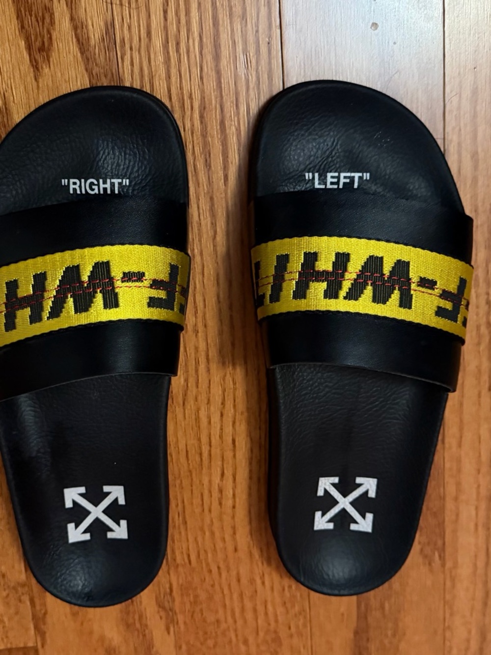 Off-White Black and Yellow Industrial Strap Slide Sandals